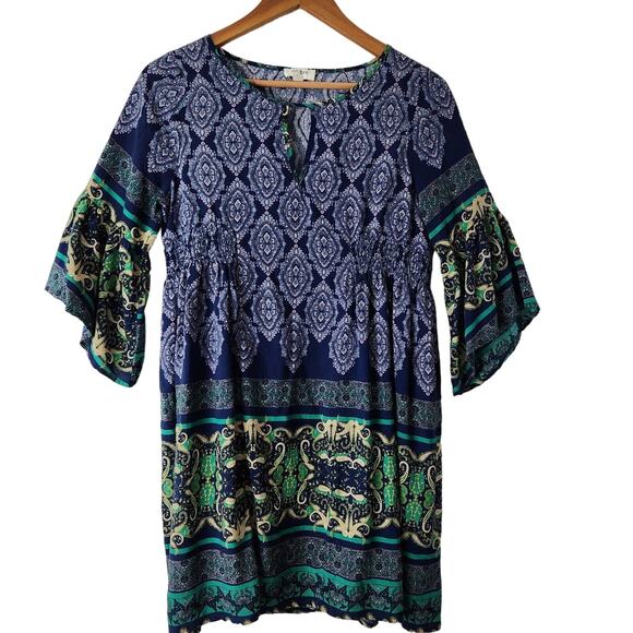 Umgee USA Size Small Peasant Boho Paisley Dress - Picture 1 of 9